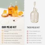 Complete Mead Making Kit - Includes 1-Gallon Glass Fermentation Jar, Auto Siphon, Hydrometer, Alcohol Percentage Tester Jar, Bottle Filler, Airlock, Plug, Funnel, No-Rinse Cleanser & How-To Guide