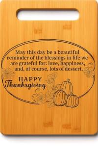 Happy Thanksgiving Cutting Board - Pumpkin Decor Board, Thanksgiving Dinner Gift, Fall Decorations For Home, Personalize Thanksgiving Gift for Mom, Grandma - Decorative Bamboo Cutting Board, 12" x 8"