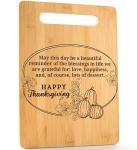 Happy Thanksgiving Cutting Board - Pumpkin Decor Board, Thanksgiving Dinner Gift, Fall Decorations For Home, Personalize Thanksgiving Gift for Mom, Grandma - Decorative Bamboo Cutting Board, 12" x 8"