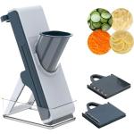 Eletronova Blue Mandoline Slicer, Vegetable Slicer, French Fry Cutter, Stainless Steel Blade, Plastic Body