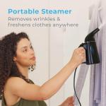 Pure Enrichment PureSteam Portable Fabric Steamer - Handheld Travel Garment Steamer Removes Wrinkles & is Safe on All Fabrics - Fast-Heating, Lightweight, Auto Safety Shut-Off, & Long Cord (Black)