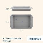 Farberware Nonstick Bakeware Baking Pan With Lid / Nonstick Cake Pan With Lid, Rectangle - 9 Inch x 13 Inch, Gray