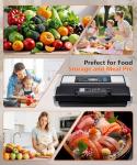 95kPa Vacuum Sealer Commercial Automatic Food Vacuum Sealer,10-in-1 System, Auto Pop-Up Cover,Double Heat Seal, Easy-Lock Handle,Built-In Cutter with 1 Roll & 15 Bags, Black Silver