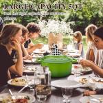 Umite Chef 5QT Enameled Cast Iron Dutch Oven Pot with Lid, Heavy-Duty, Cookware for Bread Baking, Braising, Stews, Roasting, Wedding Registry Ideas & Gifts(Green)