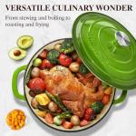 Umite Chef 5QT Enameled Cast Iron Dutch Oven Pot with Lid, Heavy-Duty, Cookware for Bread Baking, Braising, Stews, Roasting, Wedding Registry Ideas & Gifts(Green)