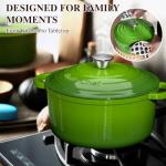 Umite Chef 5QT Enameled Cast Iron Dutch Oven Pot with Lid, Heavy-Duty, Cookware for Bread Baking, Braising, Stews, Roasting, Wedding Registry Ideas & Gifts(Green)
