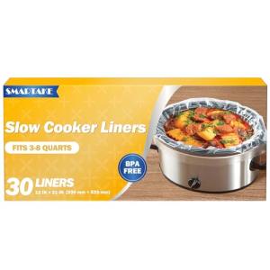 SMARTAKE Slow Cooker Liners, Large Size 13"x 21" Disposable Cooking Bags, Fit 3QT to 8QT for Slow Cooker, Cooking Trays, Suitable for Oval & Round Pots, 30 Liners