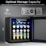 Feelfunn Beverage Refrigerator Cooler - 12 Bottle 50 Can Mini Fridge with Glass Door, Soda Wine Beer Drink Fridge - Small Refrigerator for Office Home Bedroom Dorm Bar, 1.3 Cu.Ft, Black