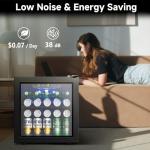 Feelfunn Beverage Refrigerator Cooler - 12 Bottle 50 Can Mini Fridge with Glass Door, Soda Wine Beer Drink Fridge - Small Refrigerator for Office Home Bedroom Dorm Bar, 1.3 Cu.Ft, Black