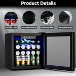 Feelfunn Beverage Refrigerator Cooler - 12 Bottle 50 Can Mini Fridge with Glass Door, Soda Wine Beer Drink Fridge - Small Refrigerator for Office Home Bedroom Dorm Bar, 1.3 Cu.Ft, Black