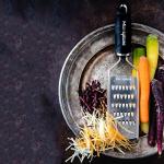 Microplane Gourmet Series Julienne Vegetable Grater, Handheld Carrot Shredder (Black)