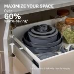 T-fal Ingenio Essentials Cookware Set with Detachable/Removable Handle 11 Piece, Granite Titanium Non Stick, Oven Broiler Safe 500F, Stackable, Pots and Pans Set, Frying Pans, Dishwasher Safe, Gray