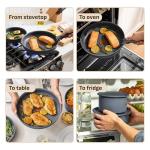 T-fal Ingenio Essentials Cookware Set with Detachable/Removable Handle 11 Piece, Granite Titanium Non Stick, Oven Broiler Safe 500F, Stackable, Pots and Pans Set, Frying Pans, Dishwasher Safe, Gray