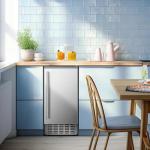 Kismile Nugget Ice Maker Under Counter, Pebble Ice Machine, 80Lbs per Day, 24H Timer, Self Cleaning, Double Ice Baskets, Home & Office(Silver)