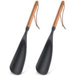 Multifunction Silicone Spatula Spoon - Premium Kitchen Utensil Set for Cooking, Baking, and Serving，Silicone Ladle and Spatula for Non-Stick Cookware，Wood Handle Spoon (Black 2-Pack)