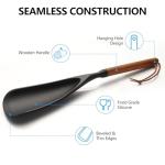 Multifunction Silicone Spatula Spoon - Premium Kitchen Utensil Set for Cooking, Baking, and Serving，Silicone Ladle and Spatula for Non-Stick Cookware，Wood Handle Spoon (Black 2-Pack)