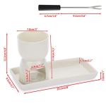 BSTKEY 150ML Ceramic Butter Warmer Set with Ceramic Rectangle Dish, Mini Fondue Pot Melting Pot Set, Melt Hot Pot Bowl Set For Cheese Chocolate Butter Caramel, with 2 Forks