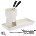 BSTKEY 150ML Ceramic Butter Warmer Set with Ceramic Rectangle Dish, Mini Fondue Pot Melting Pot Set, Melt Hot Pot Bowl Set For Cheese Chocolate Butter Caramel, with 2 Forks