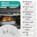 4Pcs WB25T10102 Lamp Halogen Bulb - G9 Bulb 40W 120V (Replaces 318946400, 3025992, WB08T10045) - Oven Light Bulbs Compatible with GE, Electrolux, Kenmore Range Oven Microwave Light