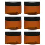 TUZAZO 4 Oz Amber Plastic Cosmetic Jars Leak Proof Small Container with lids for Cream, Lotion, Powder, Ointments, Beauty Products, 6 Pcs