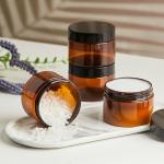 TUZAZO 4 Oz Amber Plastic Cosmetic Jars Leak Proof Small Container with lids for Cream, Lotion, Powder, Ointments, Beauty Products, 6 Pcs