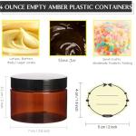 TUZAZO 4 Oz Amber Plastic Cosmetic Jars Leak Proof Small Container with lids for Cream, Lotion, Powder, Ointments, Beauty Products, 6 Pcs