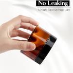TUZAZO 4 Oz Amber Plastic Cosmetic Jars Leak Proof Small Container with lids for Cream, Lotion, Powder, Ointments, Beauty Products, 6 Pcs