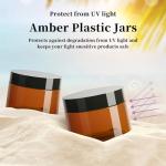 TUZAZO 4 Oz Amber Plastic Cosmetic Jars Leak Proof Small Container with lids for Cream, Lotion, Powder, Ointments, Beauty Products, 6 Pcs
