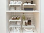 ums Kitchen Shelves Cabinet Organizer, Stackable Freezer Rack, Cupboard Box Organizer, Shelf Riser, Usable Storage Rack for Spice, Fridge Shelf Riser (12x11 inch)