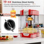 COSTWAY 19 Oz Popcorn Machine, Theater Style Countertop Popcorn Maker with Stainless Steel Kettle, Halogen Light, Kernel & Oil Scoops, Removable Serving Tray for Home Party, Movie Night, ETL Certified