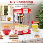 COSTWAY 19 Oz Popcorn Machine, Theater Style Countertop Popcorn Maker with Stainless Steel Kettle, Halogen Light, Kernel & Oil Scoops, Removable Serving Tray for Home Party, Movie Night, ETL Certified