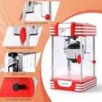 COSTWAY 19 Oz Popcorn Machine, Theater Style Countertop Popcorn Maker with Stainless Steel Kettle, Halogen Light, Kernel & Oil Scoops, Removable Serving Tray for Home Party, Movie Night, ETL Certified