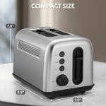 BUYDEEM DT420 2 Slice Toaster, Stainless Steel Toaster with Extra Wide Slots for Bagels, Muffins, High Lift Lever, 6 Shade Settings, Retro Sliver