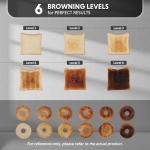 BUYDEEM DT420 2 Slice Toaster, Stainless Steel Toaster with Extra Wide Slots for Bagels, Muffins, High Lift Lever, 6 Shade Settings, Retro Sliver