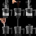 OVENTE French Press Coffee Maker 34 Ounce with Heat Resistant Borosilicate Glass & Stainless Steel 4-Level Filtration System, Portable Cold Brew Coffee Maker for Travel, Camping or Gift, Black FPW34B