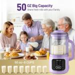 Ariceck N4 Nut Milk Maker Machine, 50OZ 11-in-1 Automatic Multi-Function Milk Machine for Almond Milk, Oat, Soy, Yogurt,Juice with Self-Cleaning, Delay Timer & Keep Warm Ultra-Quiet(Purple)