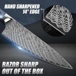 Huusk 8" Chef Knife, Stainless Japanese Kitchen Knife with Ergonomic Resin Handle & Sheath, Sharp Kitchen Knives Full Tang, Japanese High Carbon Steel Cooking Knifes, Christmas Gifts for Men and Women