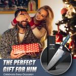 Huusk 8" Chef Knife, Stainless Japanese Kitchen Knife with Ergonomic Resin Handle & Sheath, Sharp Kitchen Knives Full Tang, Japanese High Carbon Steel Cooking Knifes, Christmas Gifts for Men and Women