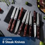 Emojoy Steak Knives,8-Piece Set Practical Table knife,German Stainless Steel Serrated Steak Knives,Wooden Gift Box