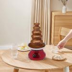 Commercial Chocolate Fountain, 5 Tier 7 Ibs Large Commercial Hot Chocolate Fondue Tower, 230W Electric Chocolate Fondue Fountain Machine 86-230℉ Temperature Adjustable (Red)