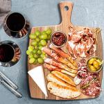 17"x13" Large Acacia Wood Cutting Board with Handle Big Wooden Charcuterie Boards Butcher Block Meat Cutting Boards for Kitchen Decor Bread Cheese Serving Platter Thick Teak Chopping Board Food Tray