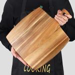 17"x13" Large Acacia Wood Cutting Board with Handle Big Wooden Charcuterie Boards Butcher Block Meat Cutting Boards for Kitchen Decor Bread Cheese Serving Platter Thick Teak Chopping Board Food Tray