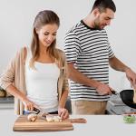 17"x13" Large Acacia Wood Cutting Board with Handle Big Wooden Charcuterie Boards Butcher Block Meat Cutting Boards for Kitchen Decor Bread Cheese Serving Platter Thick Teak Chopping Board Food Tray