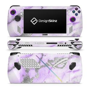 DesignSkinz - Compatible with Rog Ally - PC Skin Decal Protective Scratch Resistant Vinyl Wrap Gaming Cover - Purple Marble & Digital Silver Foil V3