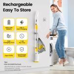 StarVal Electric Spin Scrubber, Cordless Cleaning Brush Shower Scrubber Up to 550 RPM with 9 Replaceable Brush Heads, Bathroom Scrubber Adjustable Extension Handle for Bathroom Kitchen Car (Yellow)