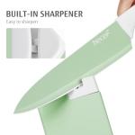 hecef 15 Pieces Kitchen Knife Set with Built-in Sharpening Wooden Block, Dishwasher Safe, High Carbon Stainless Steel Knife Block Set with Steak Knives, Kitchen Scissors, Green