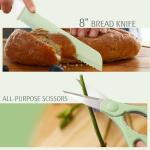 hecef 15 Pieces Kitchen Knife Set with Built-in Sharpening Wooden Block, Dishwasher Safe, High Carbon Stainless Steel Knife Block Set with Steak Knives, Kitchen Scissors, Green