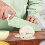 hecef 15 Pieces Kitchen Knife Set with Built-in Sharpening Wooden Block, Dishwasher Safe, High Carbon Stainless Steel Knife Block Set with Steak Knives, Kitchen Scissors, Green