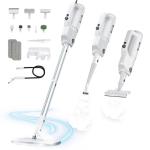 YKYI Steam Mop, Detachable 10 in 1 Multipurpose Steamer with 11 Attachments, Handheld Steam Cleaner for Home, Hardwood Floors, Laminate, Marble, Tile, Grout, Carpet, Windows Cleaning (Pearl white)