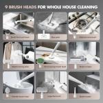 YKYI Steam Mop, Detachable 10 in 1 Multipurpose Steamer with 11 Attachments, Handheld Steam Cleaner for Home, Hardwood Floors, Laminate, Marble, Tile, Grout, Carpet, Windows Cleaning (Pearl white)